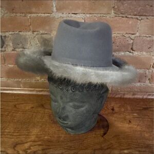 Vintage Mr John Jr 100% Wool Fedora with Mink Fur Trim